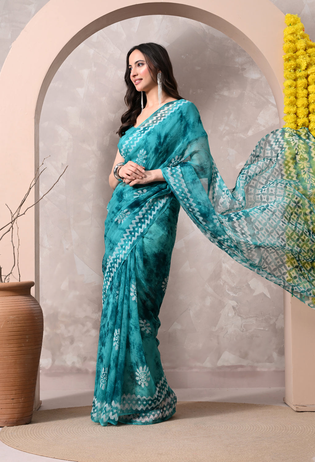 Ajrak - Coral Green