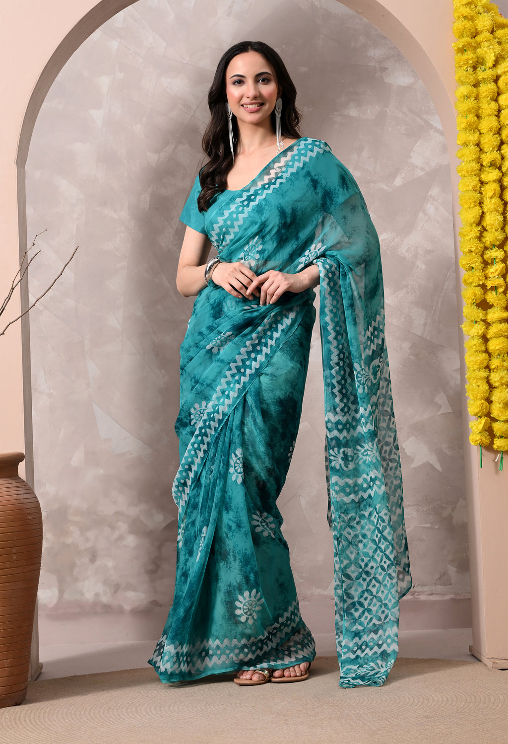 Ajrak - Coral Green